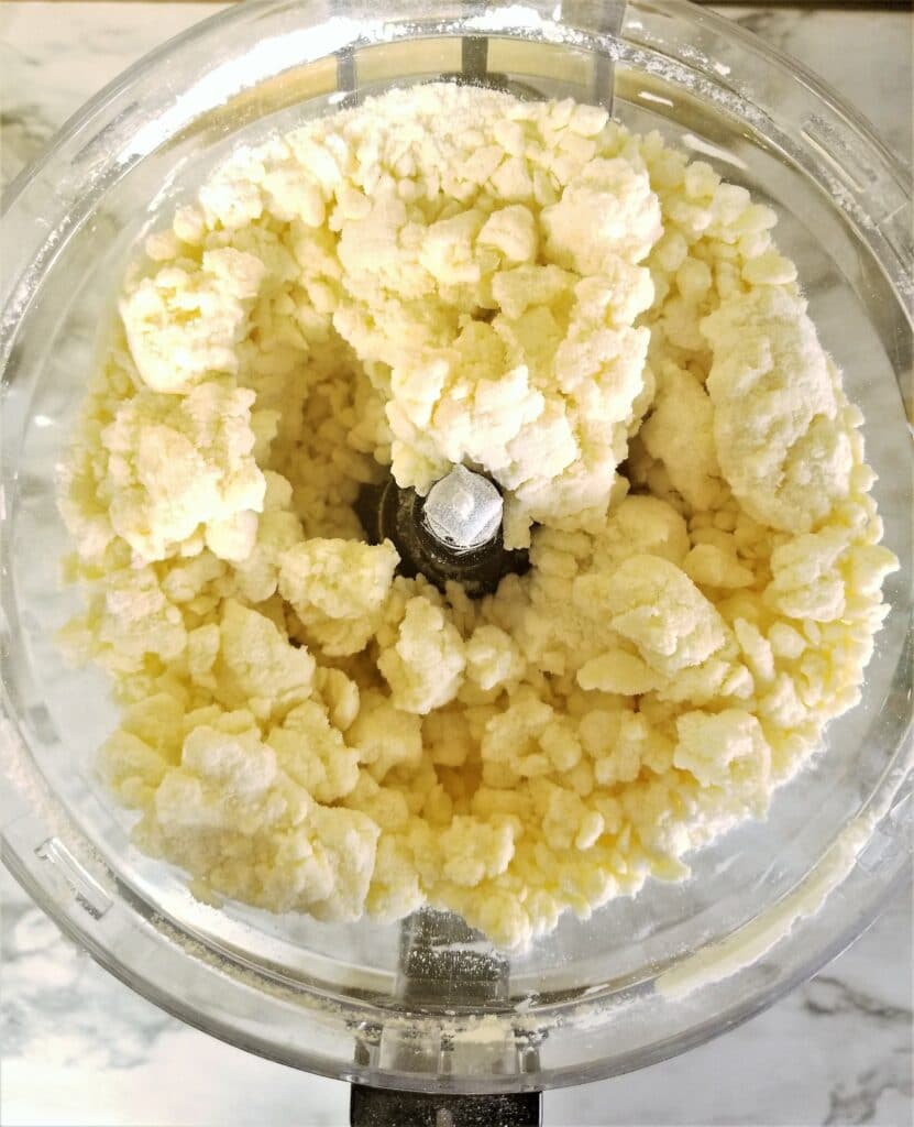 pulsing butter into flour in food processor