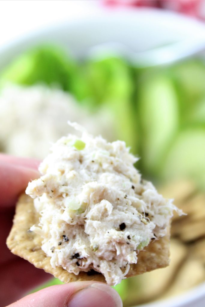 chicken salad on a cracker