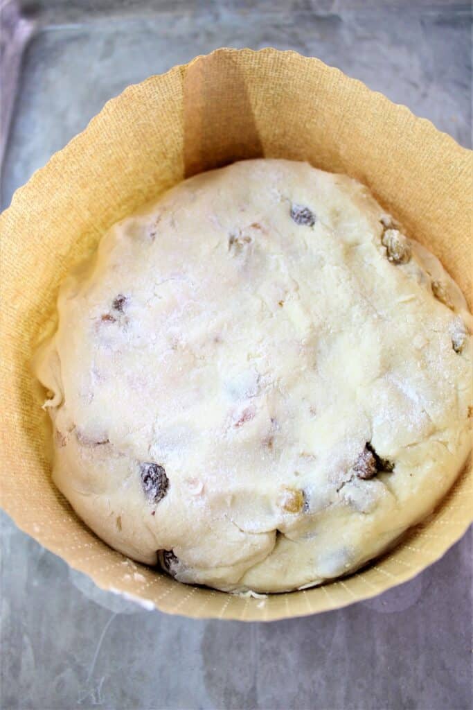 panettone dough placed into mold