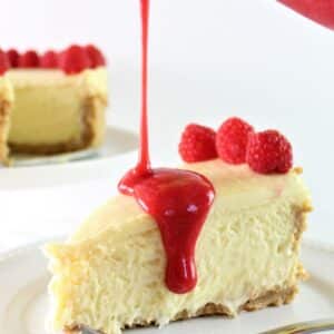 gluten free white chocolate raspberry cheesecake