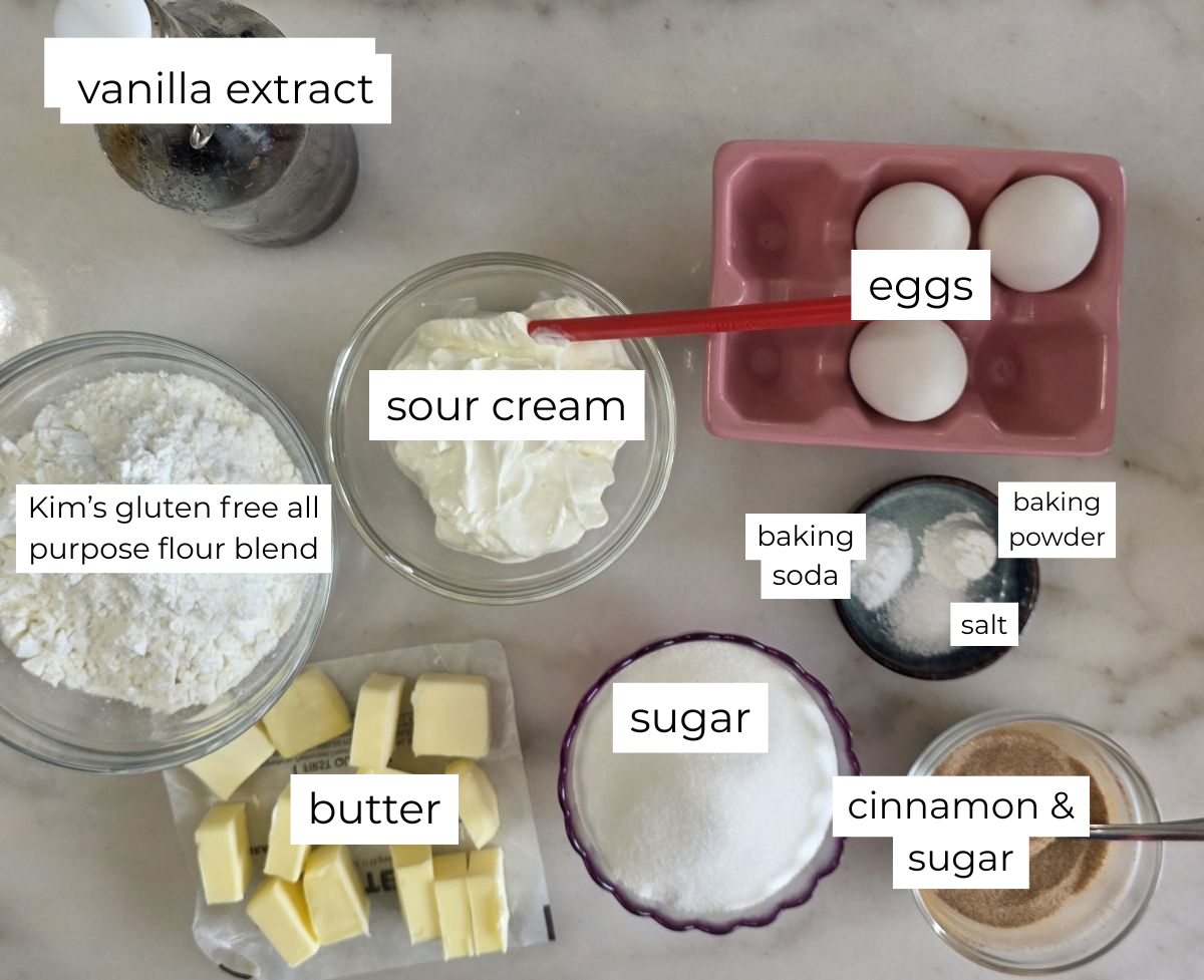 cupcake ingredients measured out and labeled.