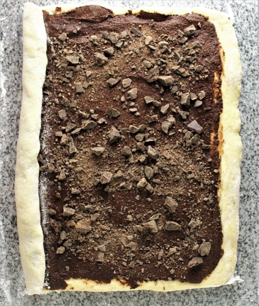 gluten free chocolate babka spread with chocolate filling