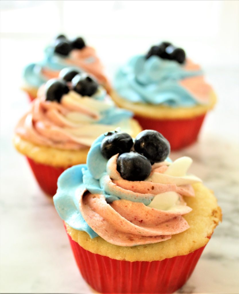 gluten free red white & blueberry cupcakes