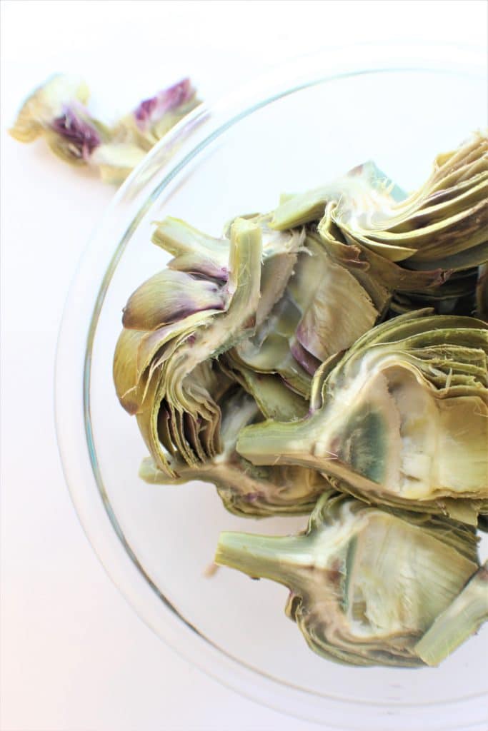 bowl of cooked artichokes