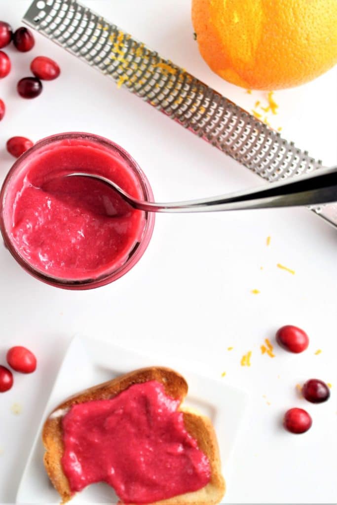 homemade cranberry curd spread on toast
