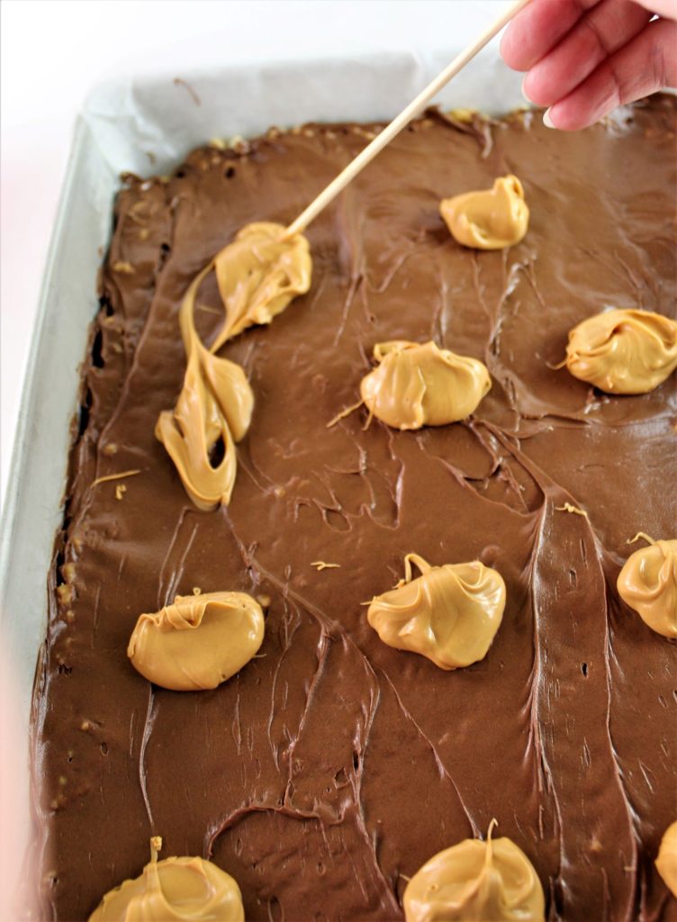 swirling melted butterscotch into chocolate