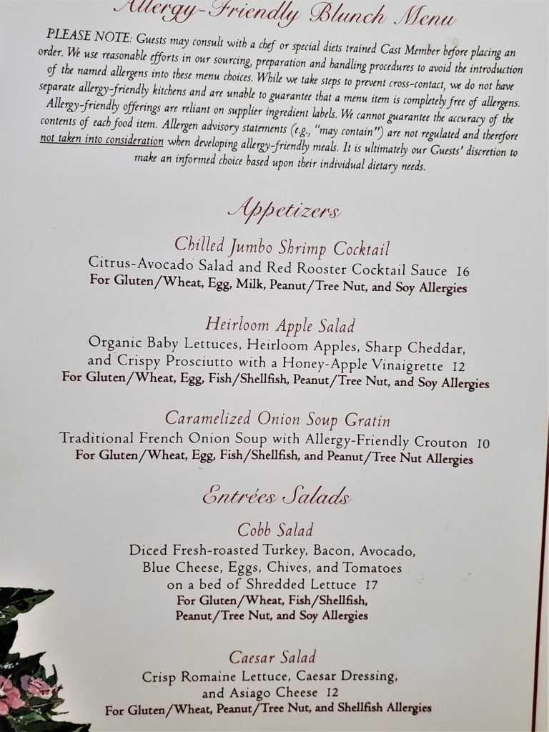 grand floridian cafe allergy menu first page