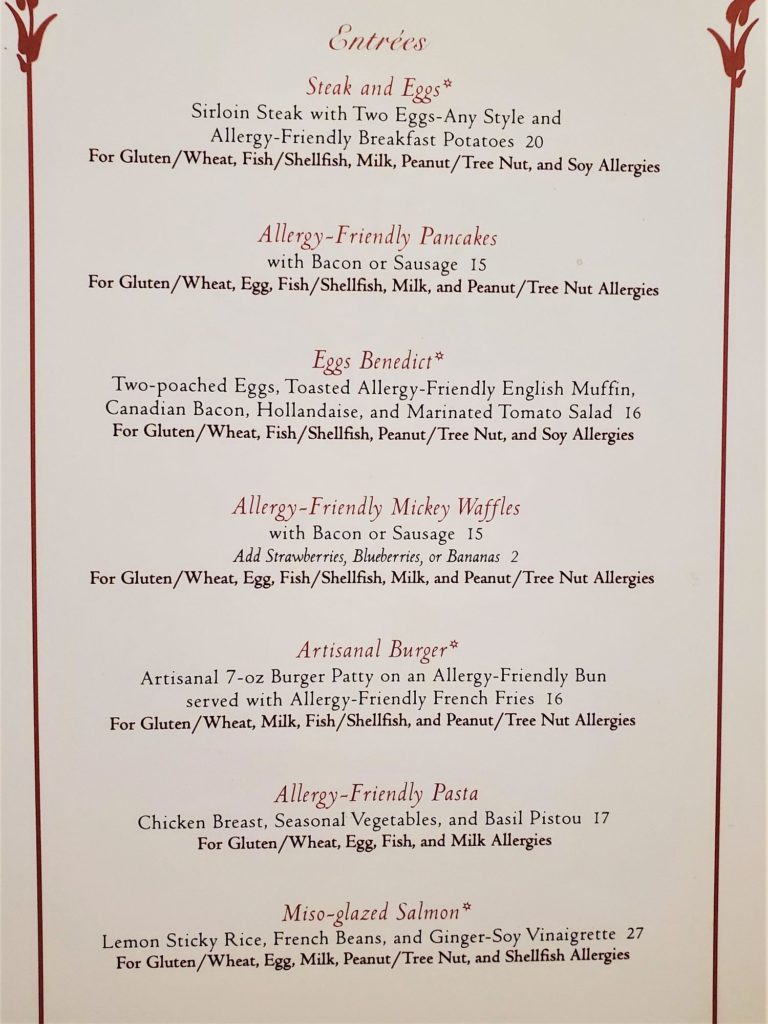 grand floridian cafe allergy menu second page