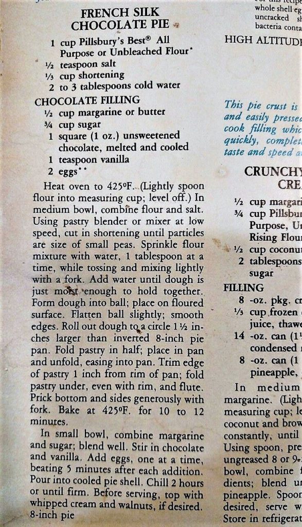 old copy of recipe from pillsbury bake-off