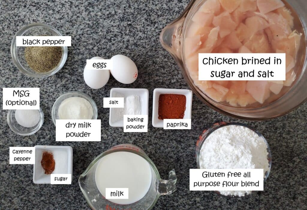 ingredients for chickfila copycat recipe measured out and labeled.