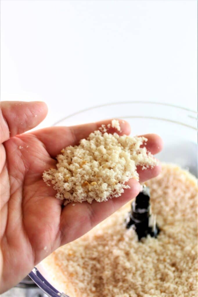 handful of breadcrumbs from food processor bowl
