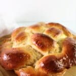 gluten free round challah on cutting board