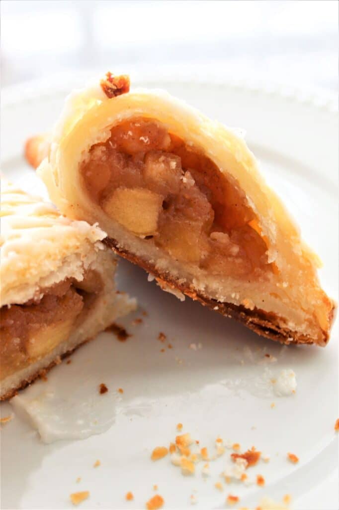 cut open section of gf apple turnover