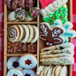 christmas cookie box with 8 varieties of cookies in one box.