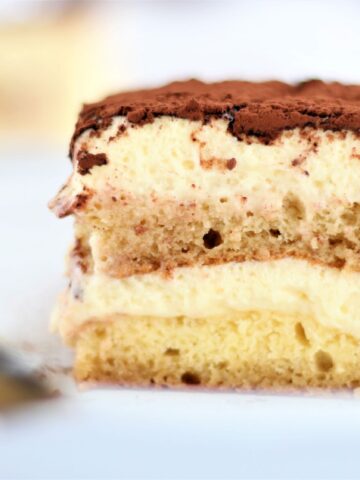 gluten free tiramisu on white plate