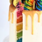 gluten free rainbow cake showing inside of cake