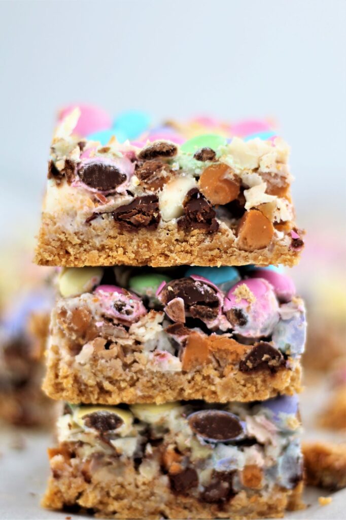 stacked gluten free magic cookie bars