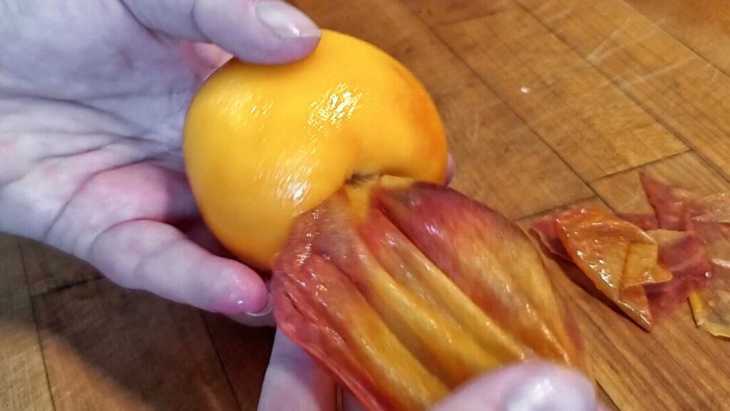 peel of peach slipping off after blanching