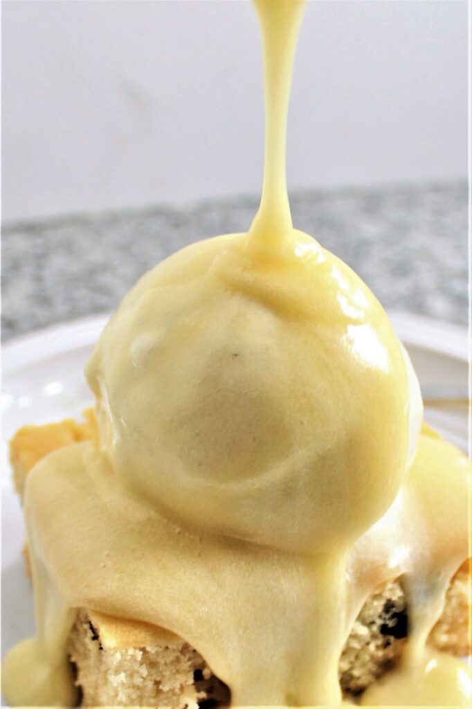 loads of maple butter sauce poured over blondie
