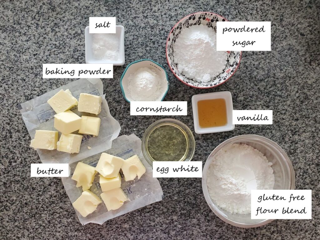 list of ingredients for shortbread cookies