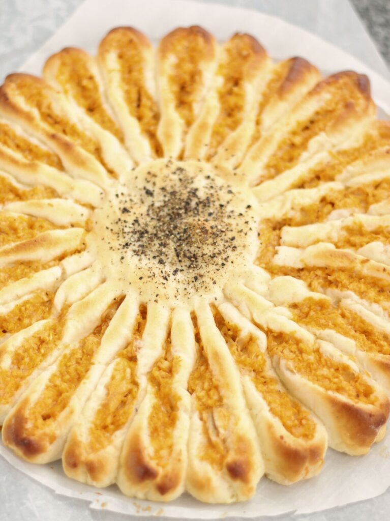 sunflower bread on white parchment