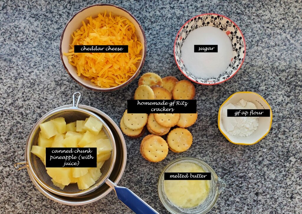 ingredients on granite top with labels