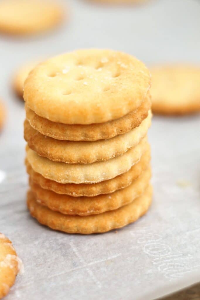 stacked gluten free ritz style crackers