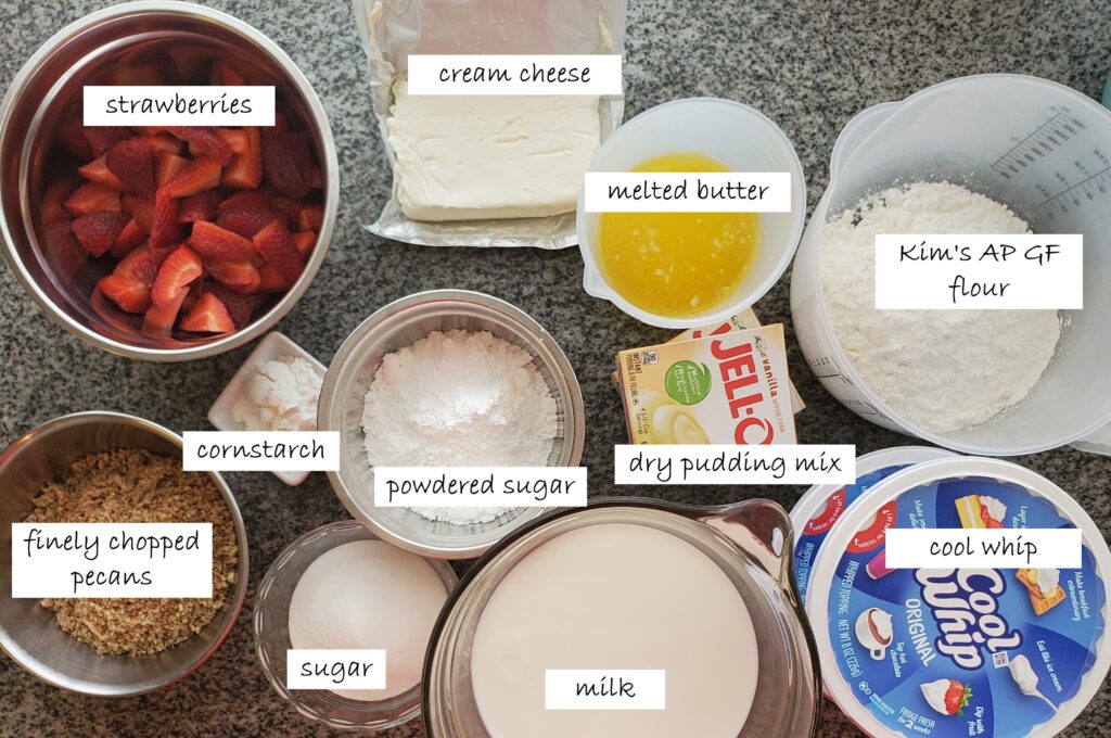 all ingredients needed for making strawberry lush