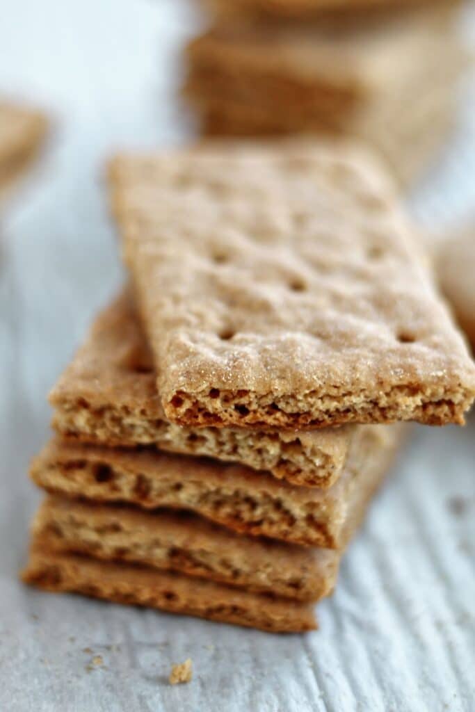 stack of gluten free graham crackers on parchment