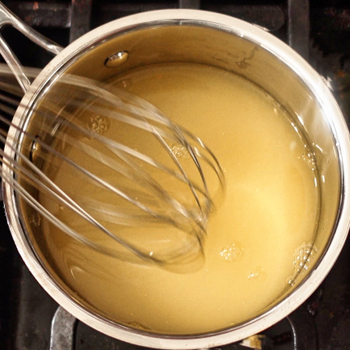 whisking lemon juice and sugar in small saucepan.