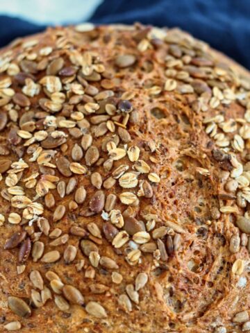 multigrain seeded artisan loaf made with gluten free multigrain flour blend.