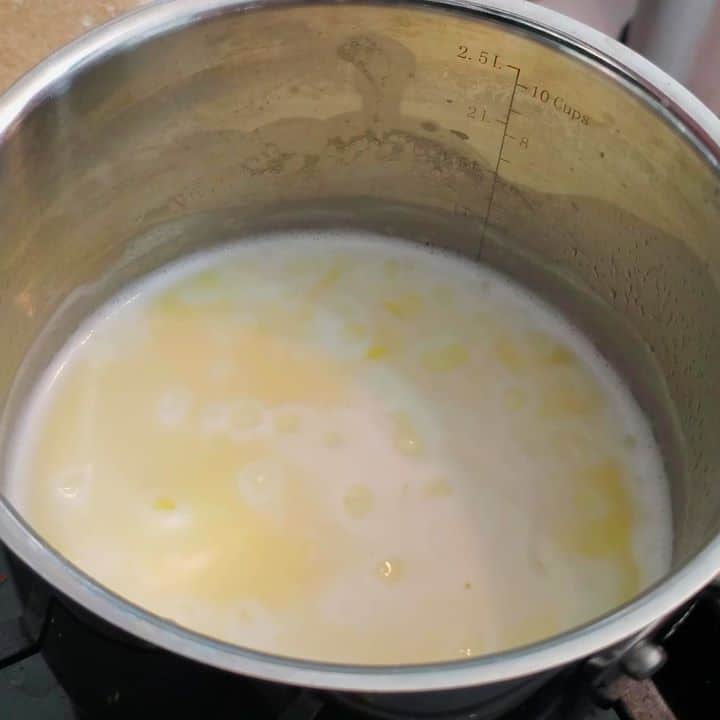 boiling liquid ingredients and butter in small saucepan.