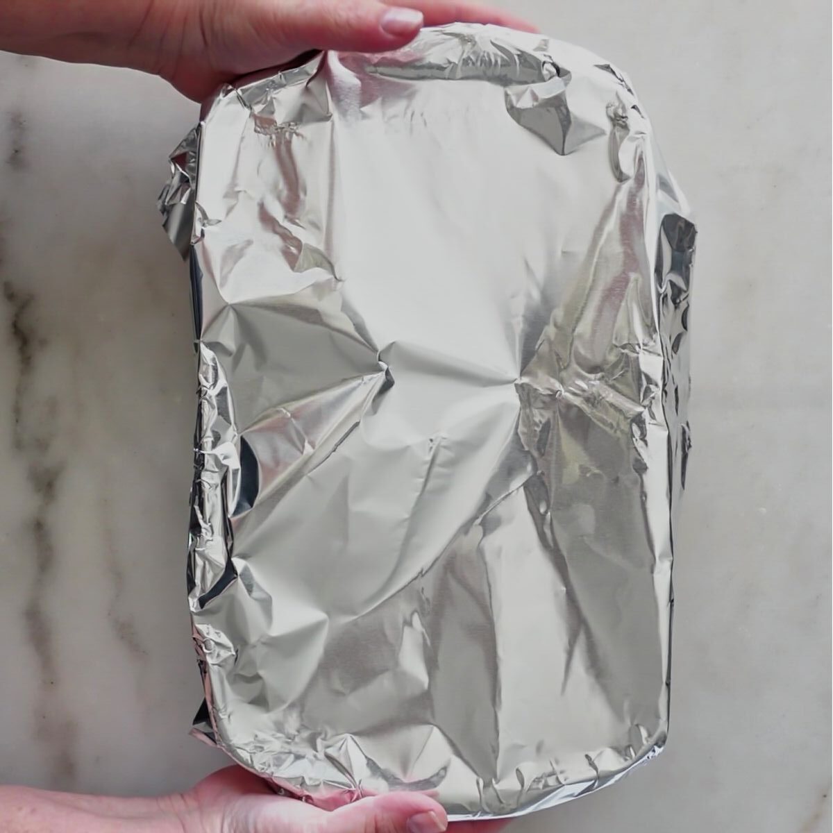baking dish covered with foil.