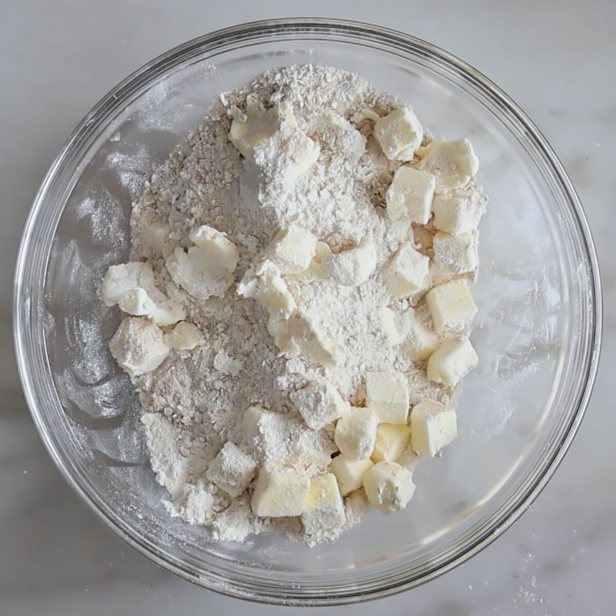 crisp ingredients in large glass bowl.